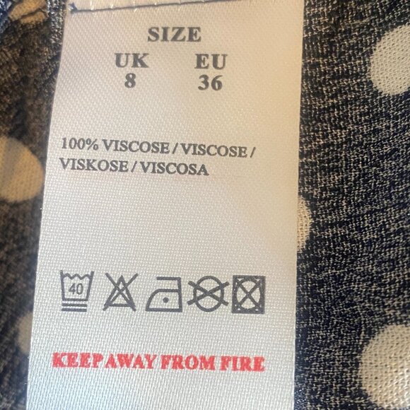 QED London Navy & White Polka Dot Midi Dress Sz 4 #131R - Picture 7 of 8